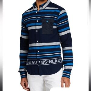 Scotch & Soda Men’s AMS Blauw Alpine Jacquard Flannel Shirt Size XL New